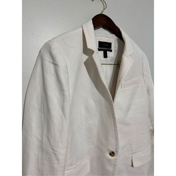 J. Crew Regent One Button Women's Blazer 100% Linen White/Off White  Size 10T - Picture 2 of 11